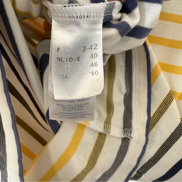 Saint James Evian Long Sleeve Stripe Top Yellow White Blue Size L - Picture 9 of 9